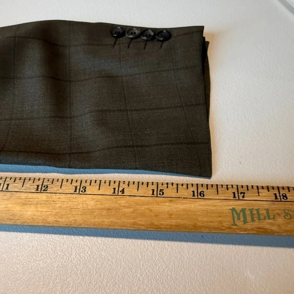 Canali Men 50R US 40R Suit Jacket Blazer Sport Coat Brown Blue Plaid Career Work